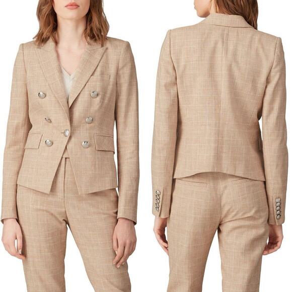 Veronica Beard Diego Dickey Jacket/Blazer Muted Plaid Tan/Cream Size US 0 - Picture 1 of 10